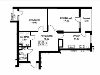 Apartament cu 2 camere, 74 m², Buiucani, Chișinău foto 2