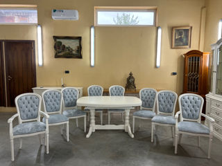 Masa alba cu 8 scaune,produs din lemn, Белый стол с 8 стульями, деревянное изделие, foto 7