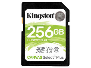 256Gb  Sdxc Card (Class 10) Uhs-I , U3, Kingston Canvas Select Plus "Sds2/256Gb" (R/W:100/85Mb/S)