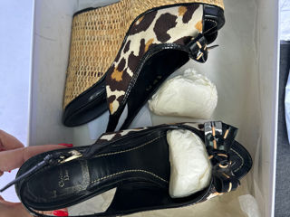 Оригинальные каблуки босоножки на платформе Dior леопард размер37,5