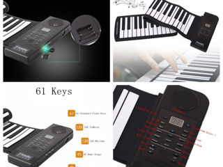 Электронное Пианино с 61 клавишой, складной, синтезатор. Pian electronic pliabil cu 61 de clape. foto 2