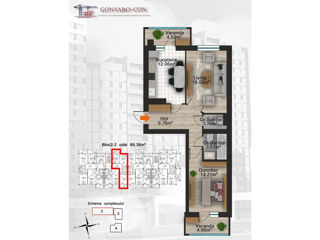 Apartament cu 2 camere, 67 m², Buiucani, Chișinău foto 2