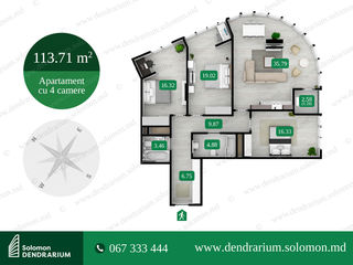 De la dezvoltator. Apartament cu 4 camere 114mp, Solomon Dendrarium, vedere spre parc. foto 3