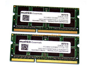 Оперативная память (2 x 8GB) Sodimm Mushkin Essentials DDR3 8Gb 1066MHz PC3-8500S