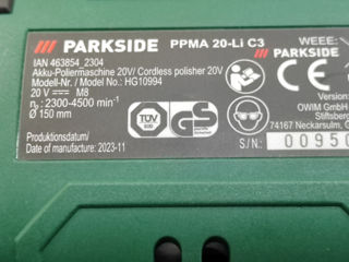 Полировальная эксцентриковая  аккумуляторная машина Parkside PPMA 20-Li C3 foto 5