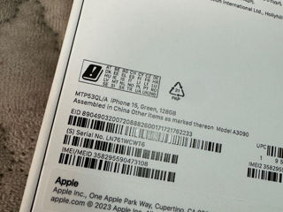 Iphone 15 128gb  Green  Sigilat  Original  Garantie Apple  Neverlock  Orice Sim foto 3