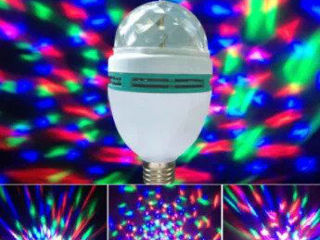 Диско лампа вращающаяся светодиодная, E27 LED RGB 3Вт для праздника.