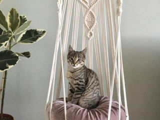 Гамак-лежак в стиле макрамэ для кота или кошки foto 3