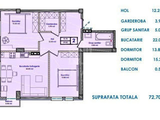 3-х комнатная квартира, 73 м², Дурлешты, Кишинёв, Кишинёв мун.