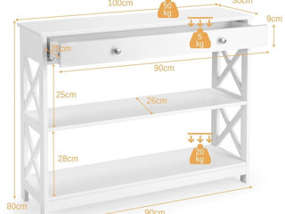 Masa auxiliara Costway HW66090WH (White) foto 2