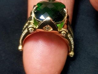 Золотой перстень с зелёным камнем (10,2 грам) foto 3