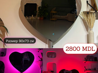 Эксклюзивное зеркало "Сердце 2" с цветной подсветкой от TehnoLabMD (90см х 73см) foto 8