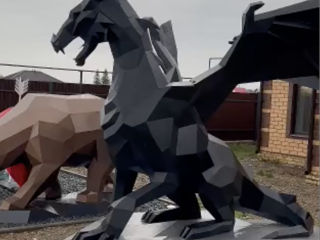 Скульптура Полигональный Дракон