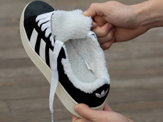 Adidas Campus Black Unisex cu blana/с мехом foto 3