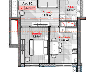 Apartament cu 2 camere, 42 m², Râșcani, Chișinău foto 5