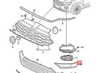 Решетка противотуманки Volkswagen t-roc foto 2