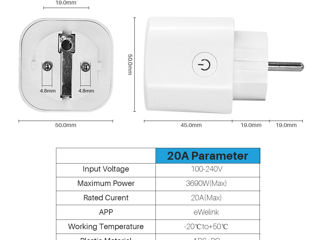 Priză inteligentă EweLink cu contor si control vocal prin Alexa/Google Home/Yandex Alice foto 2