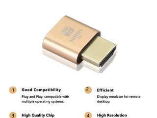 ID-204 - 4K HDMI - Virtual Display Adapter - High Resolution Virtual Monitor Display Emulator foto 2