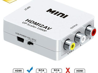 Adaptor HDMI la RCA AV/CVBS HD 1080P Mini HDMI2AV Convertor video BOX pentru PS3 VCR DVD PALMTSC PC foto 2