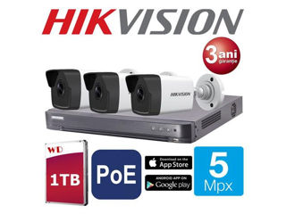 Hikvision 5 Megapixeli Ip Poe 1Tb 30M Set camere video