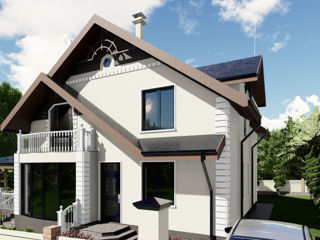 Casă de locuit individuală cu 2 niveluri / clasic / 149.9 m2 / proiecte / construcții / 3D foto 1