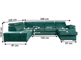 Canapea în forma de U de calitate premium 129x256 foto 6