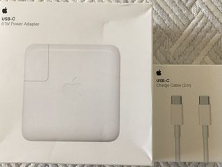 61w apple usb-c power adapter +usb-c cablu 2m original nou sigilat foto 1