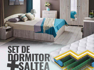 Dormitor Ambianta Inter Alb-Samoa +Saltea Salt Confort Clasic 160x200! foto 2