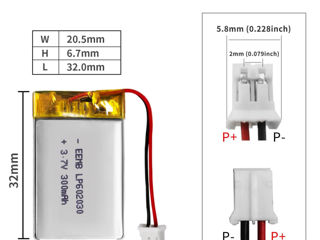 YDL 3.7V Lipo Battery 300mAh 602030 Литий-ионный полимерный аккумулятор foto 3