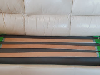 Set canapea extensibilă + 2 fotolii , piele naturală, bej foto 3