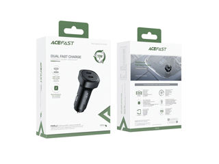 Încărcător auto metalic AceFast B2 72W dual USB-C, negru foto 3