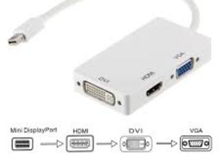 Адаптеры Minidiplay Port thunderbolt/DP(display port)to HDMI/ VGA/DVI/.RCA/ AV foto 4