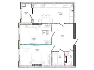 2-х комнатная квартира, 76 м², Центр, Страшены фото 3