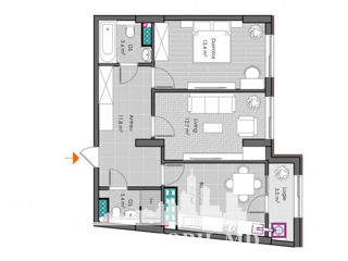 Apartament cu 2 camere, 59 m², Centru, Ialoveni foto 2