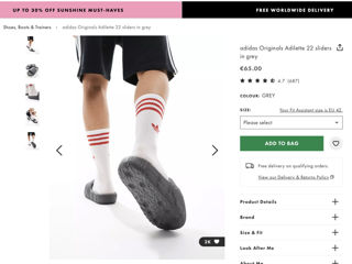 Adidas Originals Adilette 22 Sliders In Grey - Оригинал! foto 4