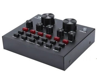 Live Sound Card, Audio DJ Mixer Voice Changer Device Sound Card with Multiple Funny Sound Effects