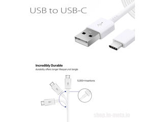 USB to USB-C Cable, Cablu, Кабель 1M Type-C foto 3