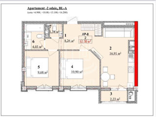 Apartament cu 2 camere, 54 m², Centru, Anenii Noi foto 3
