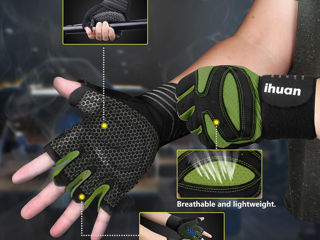 Вентилируемые перчатки для тренировок в тренажерном зале для тяжелой атлетики ihuan foto 2