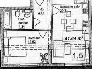 Apartament cu 1 cameră, 41 m², Durlești, Chișinău