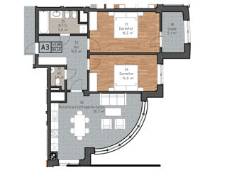 Apartament cu 3 camere, 80 m², Periferie, Ialoveni foto 3