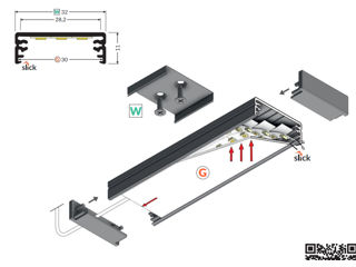 Profil LED WIDE 24, aluminiu anodizat argintiu, 11*32 mm, lungime 2 m. foto 6