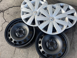 Discuri R16 5x112+capace in complect originale VW