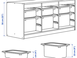 Pe loc, Nou, Ikea Ansamblu depozitare+cutii, alb/turcoaz, 99x44x56 cm foto 3