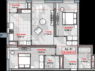 Apartament cu 2 camere, 81 m², Râșcani, Chișinău foto 2