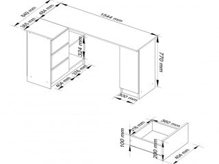 Birou colțar cu 3 sertare și linie modernă foto 5
