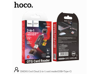 Cititor de carduri HOCO DHD01 Cool Cloud 2-în-1 (USB+Type-C) foto 8