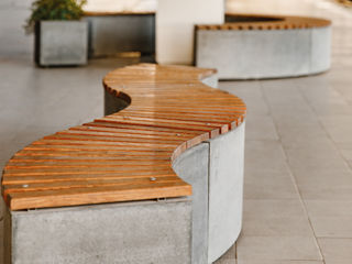 Banca decorativa din beton cu lemn / декоративная бетонная скамейка с деревом