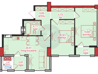 Apartament cu 2 camere, 70 m², Ciocana, Chișinău foto 3