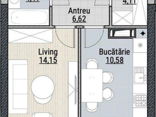 Apartament cu 1 cameră, 42 m², Durlești, Chișinău foto 2